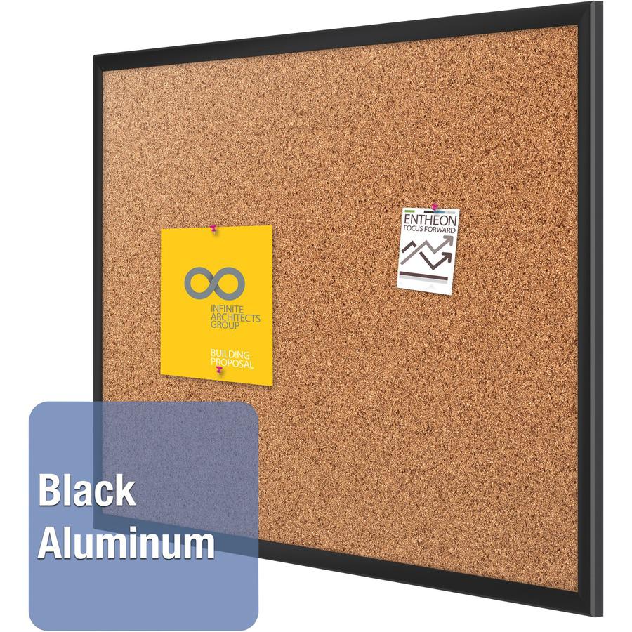 Quartet Classic Series Bulletin Board - 48" Height x 96" Width - Brown Natural Cork Surface - Self-healing, Durable, Sturdy - Black Aluminum Frame - 1 / Each. Picture 7