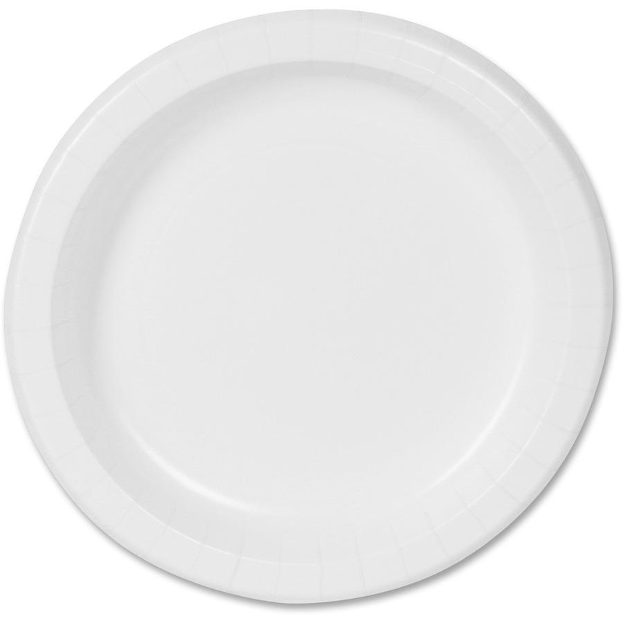 Dixie Basic&reg; 8-1/2" Lightweight Paper Plates by GP Pro - Microwave Safe - 8.5" Diameter - White - Paper Body - 125 / Pack. Picture 2