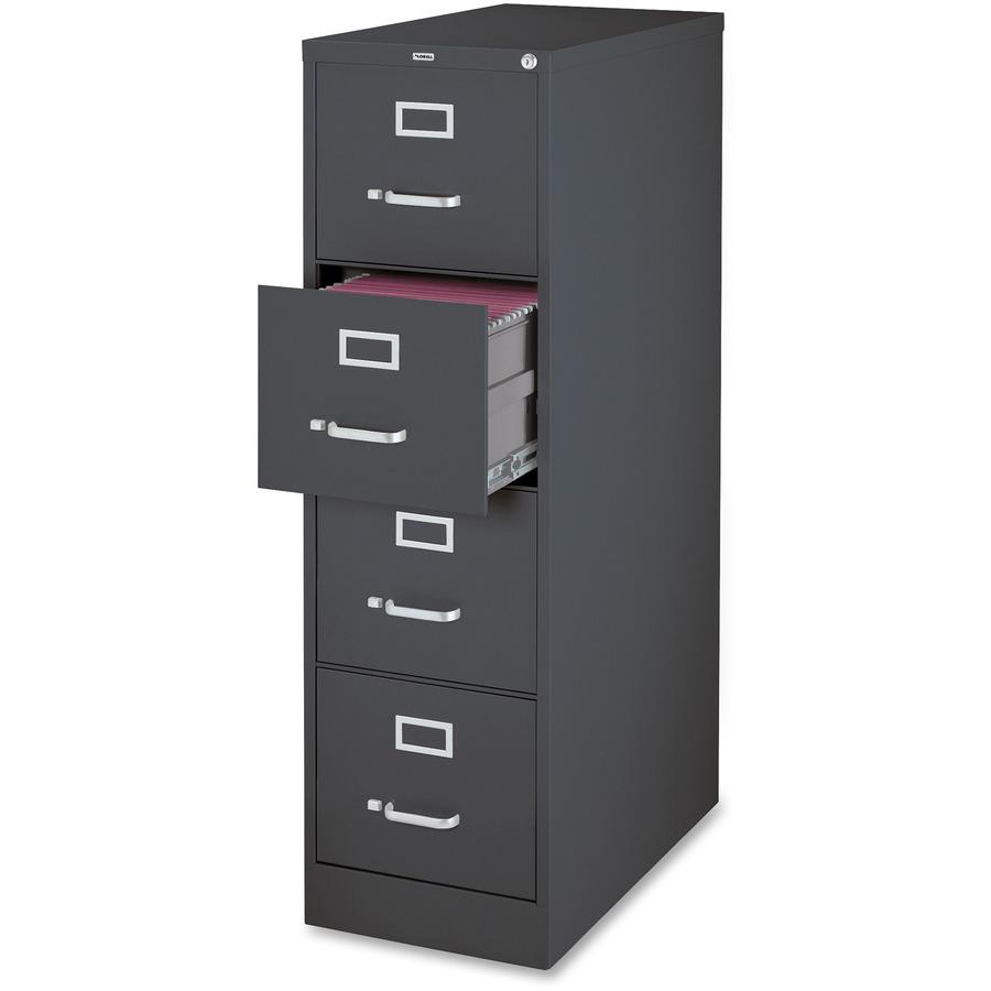 Lorell Fortress Series 26-1/2" Commercial-Grade Vertical File Cabinet - 15" x 26.5" x 52" - 4 x Drawer(s) for File - Letter - Vertical - Drawer Extension, Security Lock, Label Holder, Pull Handle - Ch. Picture 8