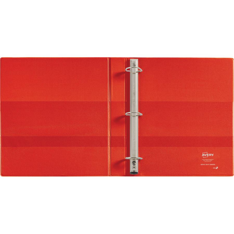 Avery&reg; Heavy-Duty View 3 Ring Binder - 1" Binder Capacity - Letter - 8 1/2" x 11" Sheet Size - 275 Sheet Capacity - 3 x Ring Fastener(s) - 4 Pocket(s) - Polypropylene - Red - Recycled - Pocket, He. Picture 2