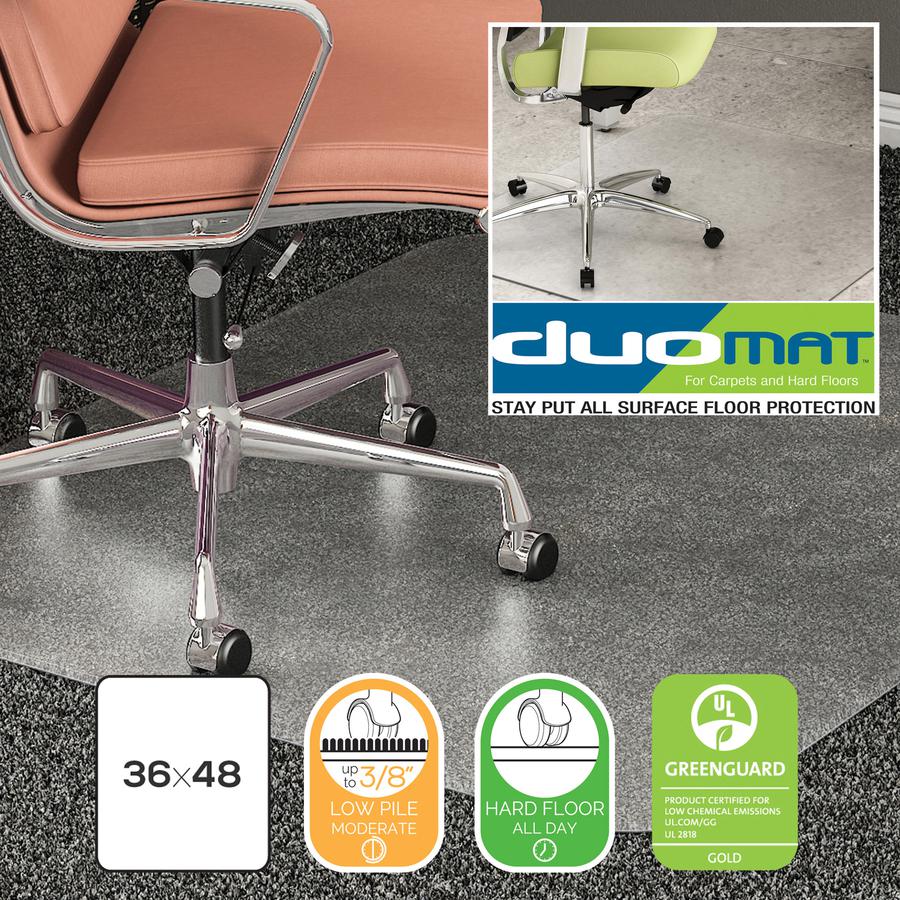 Deflecto DuoMat Multi-surface Chairmat - Carpet, Hard Floor - 48" Length x 36" Width - Rectangular - Classic - Clear - 1Each. Picture 7