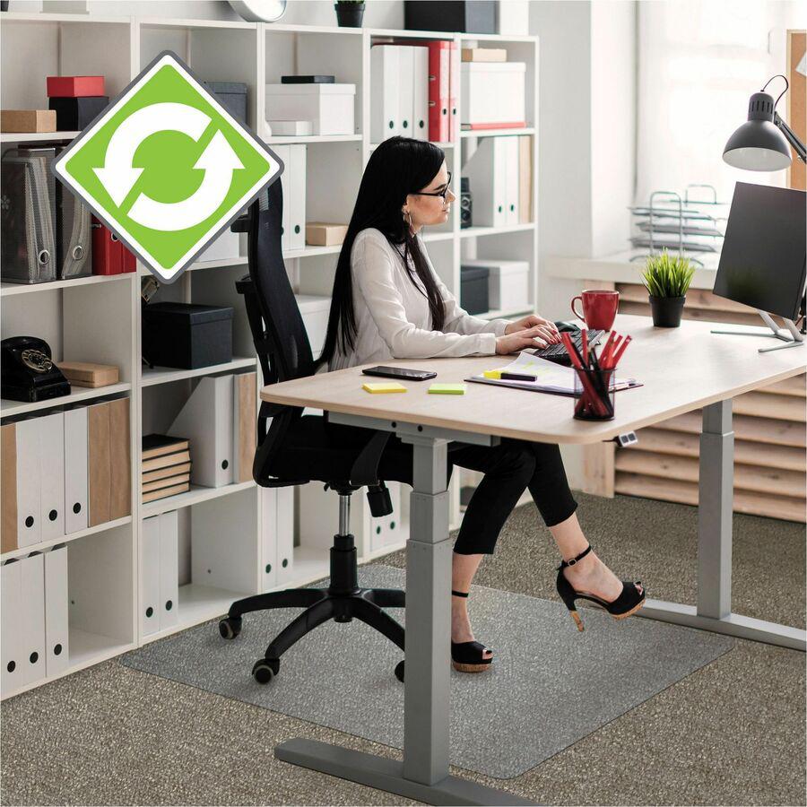 Ecotex&reg; Enhanced Polymer Rectangular Chair Mat for Carpets up to 3/8" - 30" x 48" - Home, Office, Carpet - 48" Length x 30" Width x 0.087" Depth x 0.087" Thickness - Rectangular - Polymer - Clear . Picture 7