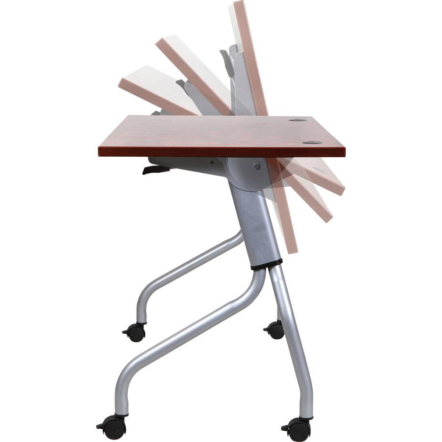 Lorell Cherry Flip Top Training Table - For - Table TopRectangle Top - Four Leg Base - 4 Legs x 23.60" Table Top Width x 72" Table Top Depth - 29.50" Height x 70.88" Width x 23.63" Depth - Assembly Re. Picture 4