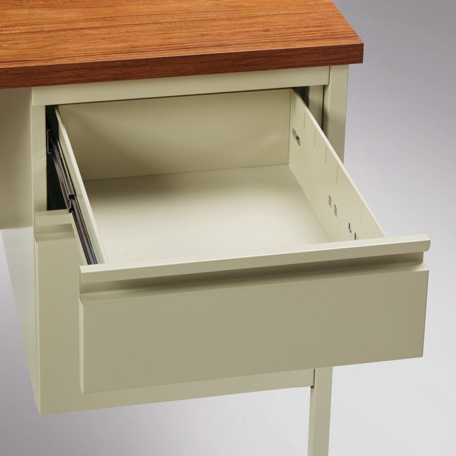 Lorell Fortress Series 48" Right Single-Pedestal Desk - For - Table TopOak Laminate Rectangle Top - 30" Table Top Length x 48" Table Top Width x 1.13" Table Top Thickness - 29.50" Height - Assembly Re. Picture 11