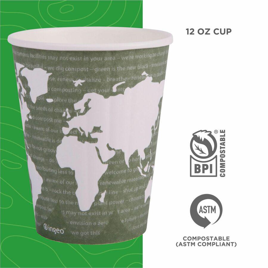 Eco-Products 12 oz World Art Insulated Hot Beverage Cups - 600 / Carton - Green - Hot Drink. Picture 12