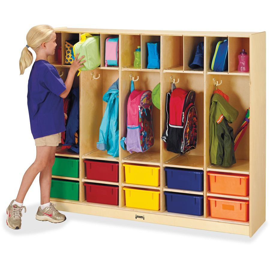 Jonti-Craft Rainbow Accents Large Locker Organizer - 4 Tier(s) - 50.5" Height x 60" Width x 15" Depth - Double Hook, Rounded Corner, Durable, Stain Resistant, Yellowing Resistant - Wood, Medium Densit. Picture 4