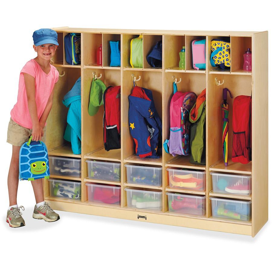 Jonti-Craft Rainbow Accents Large Locker Organizer - 4 Tier(s) - 50.5" Height x 60" Width x 15" Depth - Double Hook, Rounded Corner, Durable, Stain Resistant, Yellowing Resistant - UV Acrylic - Baltic. Picture 2