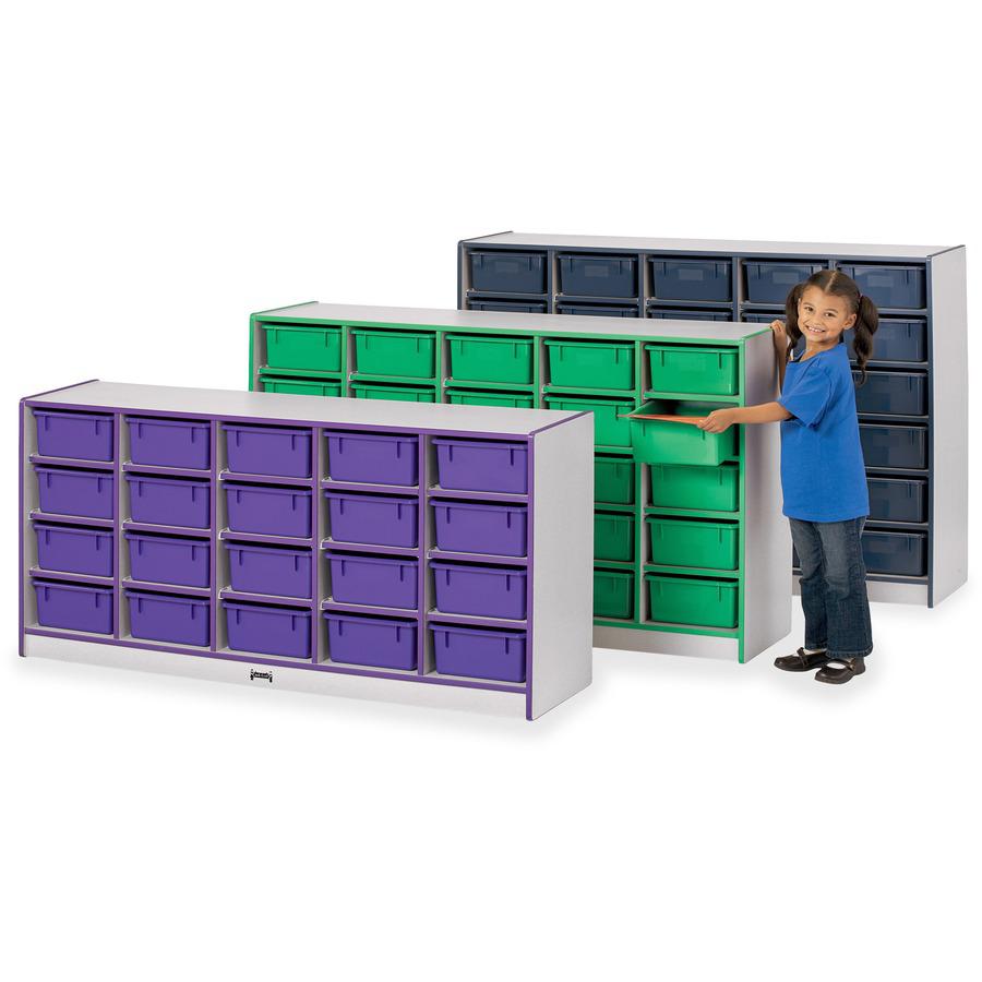 Jonti-Craft Rainbow Accents Cubbie Mobile Storage - 30 Compartment(s) - 42" Height x 60" Width x 15" Depth - Durable, Laminated - Blue - Hard Rubber - 1 Each. Picture 3