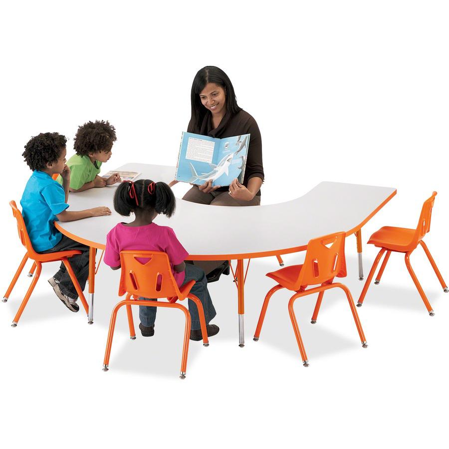 Jonti-Craft Berries Prism Horseshoe Student Table - Laminated Horseshoe-shaped, Red Top - Four Leg Base - 4 Legs - Adjustable Height - 24" to 31" Adjustment - 66" Table Top Length x 60" Table Top Widt. Picture 5