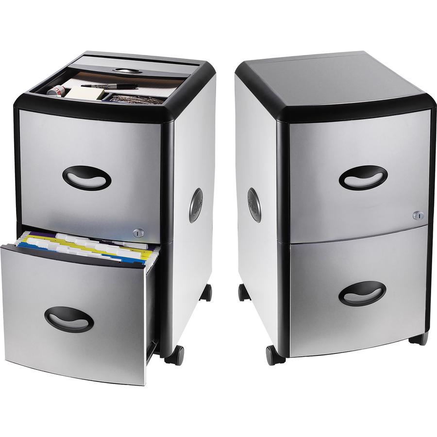 Storex Metal-clad Mobile Filing Cabinet - 19" x 15" x 23" for File - Letter - Vertical - Washable, Durable, Locking Drawer, Locking Casters - Platinum, Gray - Metal, Polypropylene. Picture 6