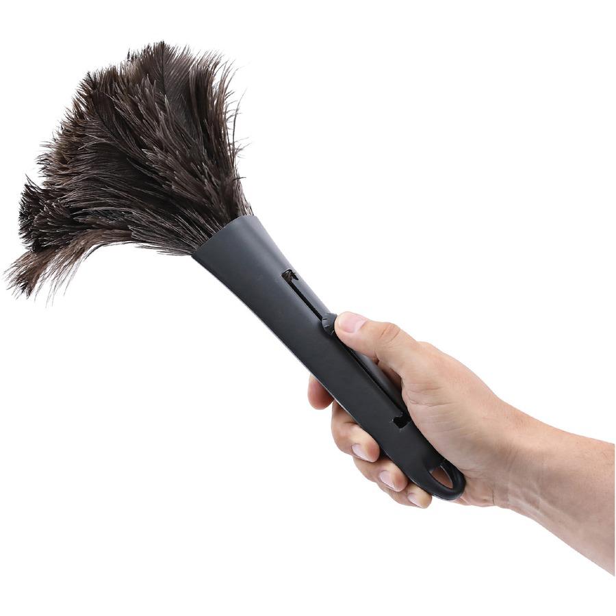 Genuine Joe Retractable Feather Duster - Plastic Handle - 1 Each - Brown. Picture 3