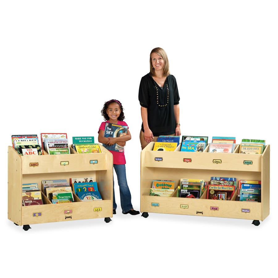 Jonti-Craft Mobile Section Book Storage Organizer - 8 Compartment(s) - 29.5" Height x 48" Width x 16" Depth - Label Holder, Lockable Casters, Rounded Corner, Durable, Yellowing Resistant - Baltic - Ac. Picture 5