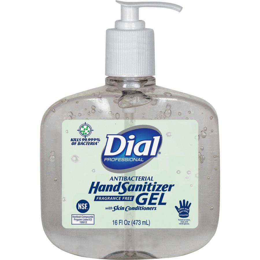 Dial Professional Hand Sanitizer - 16 fl oz (473.2 mL) - Pump Bottle Dispenser - Kill Germs, Bacteria Remover - Hand - Moisturizing - Clear - Fragrance-free, Dye-free - 8 / Carton. Picture 2