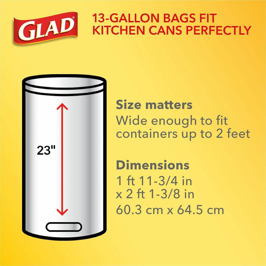 Glad ForceFlex Tall Kitchen Drawstring Trash Bags - 13 gal Capacity - 24" Width x 27" Length - Drawstring Closure - White - Plastic - 4/Carton - 100 Per Box - Kitchen, Office, Day Care, Restaurant, Sc. Picture 12