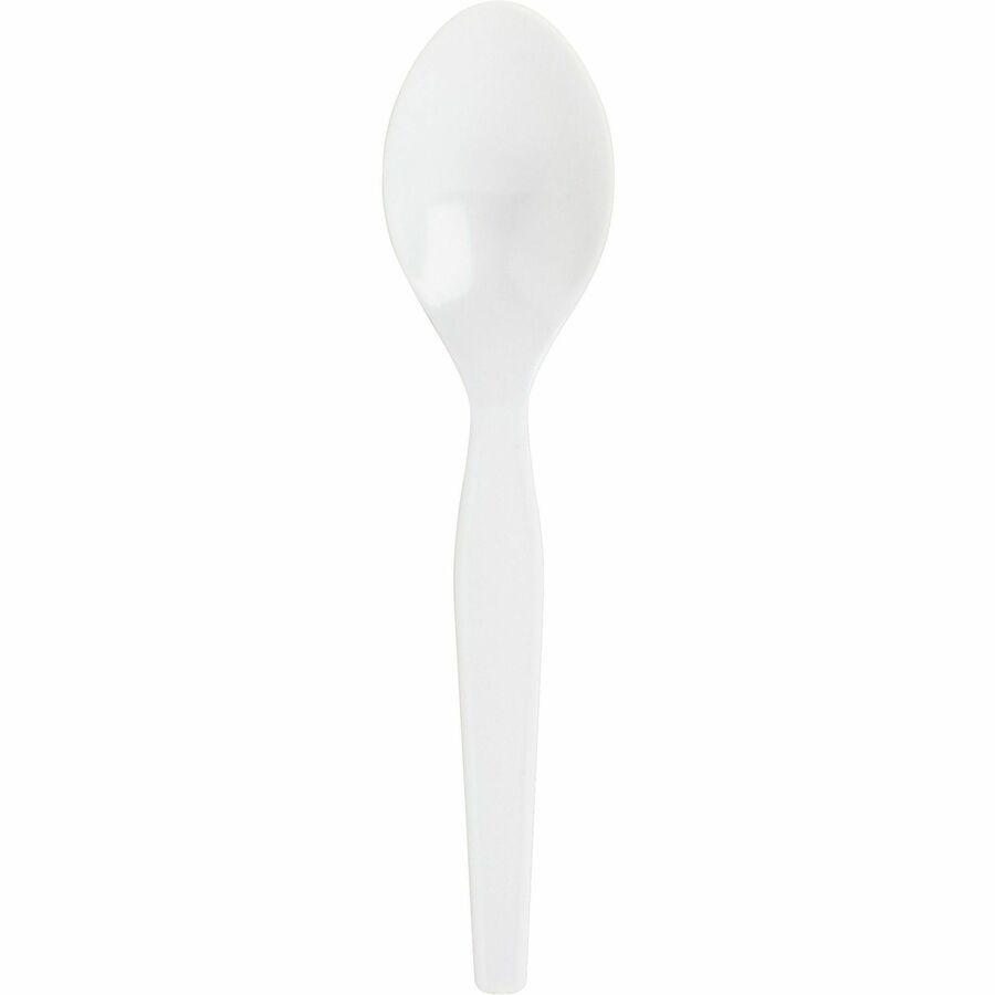 Genuine Joe Heavyweight Disposable Spoons - 100 / Box - 40/Carton - Disposable - White. Picture 8