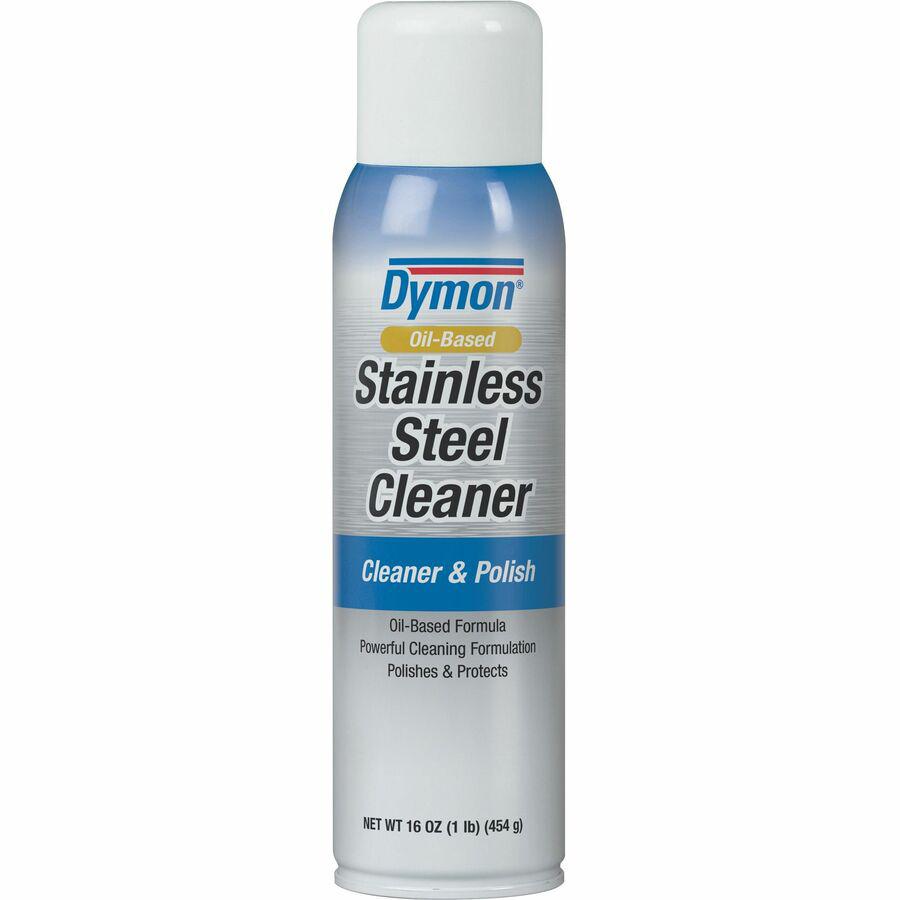 Dymon Oil-based Stainless Steel Cleaner - For Stainless Steel, Aluminum, Chrome, Copper, Brass - 16 fl oz (0.5 quart) - Neutral Scent - 12 / Carton - White. Picture 2