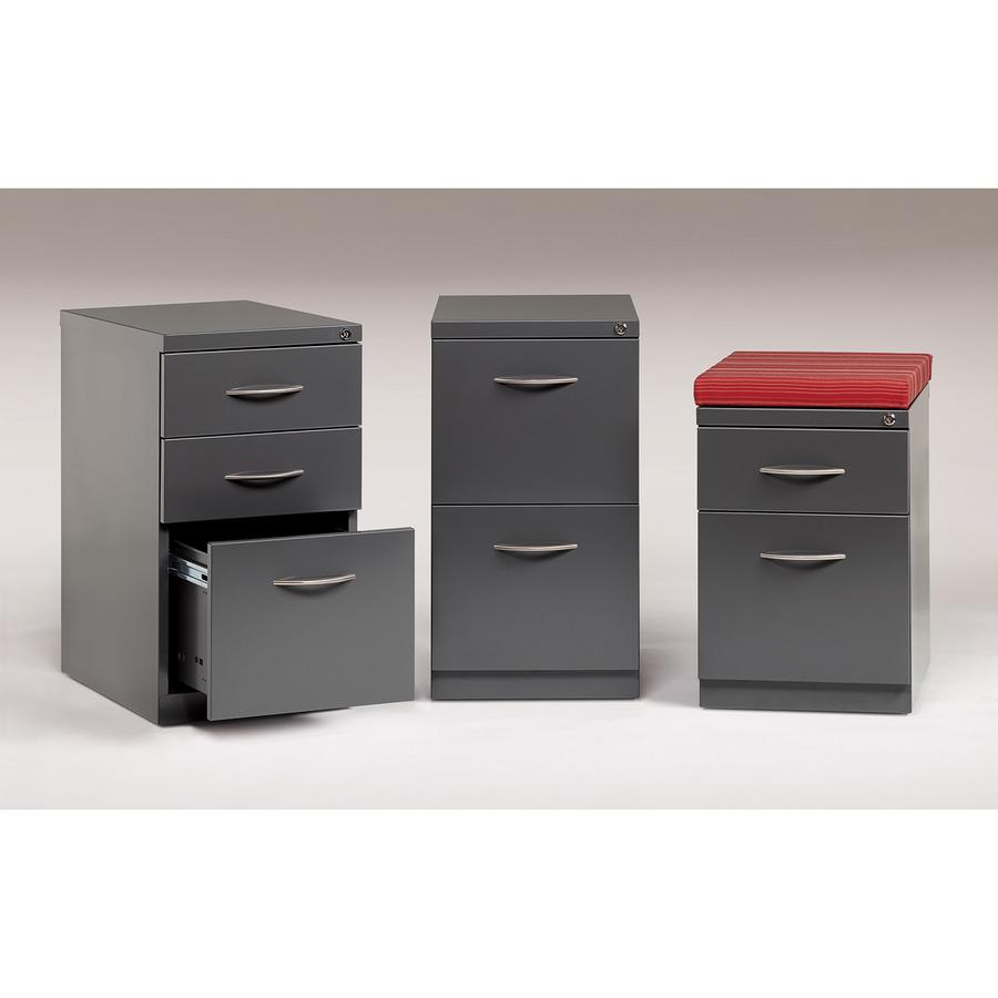 Lorell Premium Box/Box/File Mobile File Cabinet with Arch Pull - 15" x 22.9" x 27.8" - 3 x Drawer(s) for Box, File - Letter - Ball-bearing Suspension, Drawer Extension, Durable, Pencil Tray - Charcoal. Picture 8