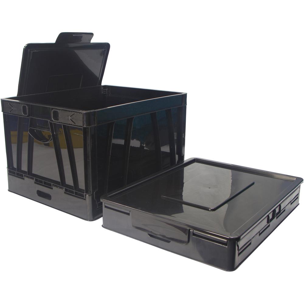 Storex Collapsible Storage Crate - External Dimensions: 14.3" Width x 17.3" Depth x 10.5"Height - 45 lb - 9.25 gal - Media Size Supported: Letter, Legal - Lid Lock Closure - Heavy Duty - Stackable - P. Picture 6