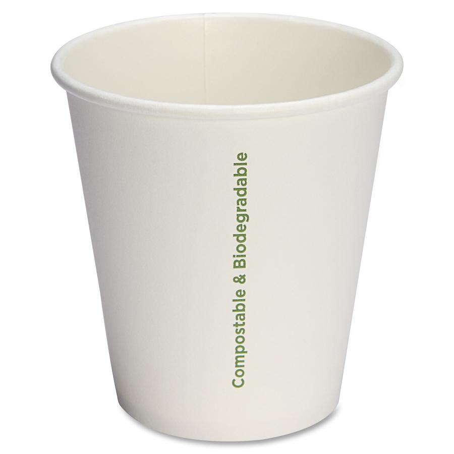 Genuine Joe 10 oz Eco-friendly Paper Cups - 50 / Pack - White - Paper - Coffee, Tea, Hot Chocolate. Picture 4
