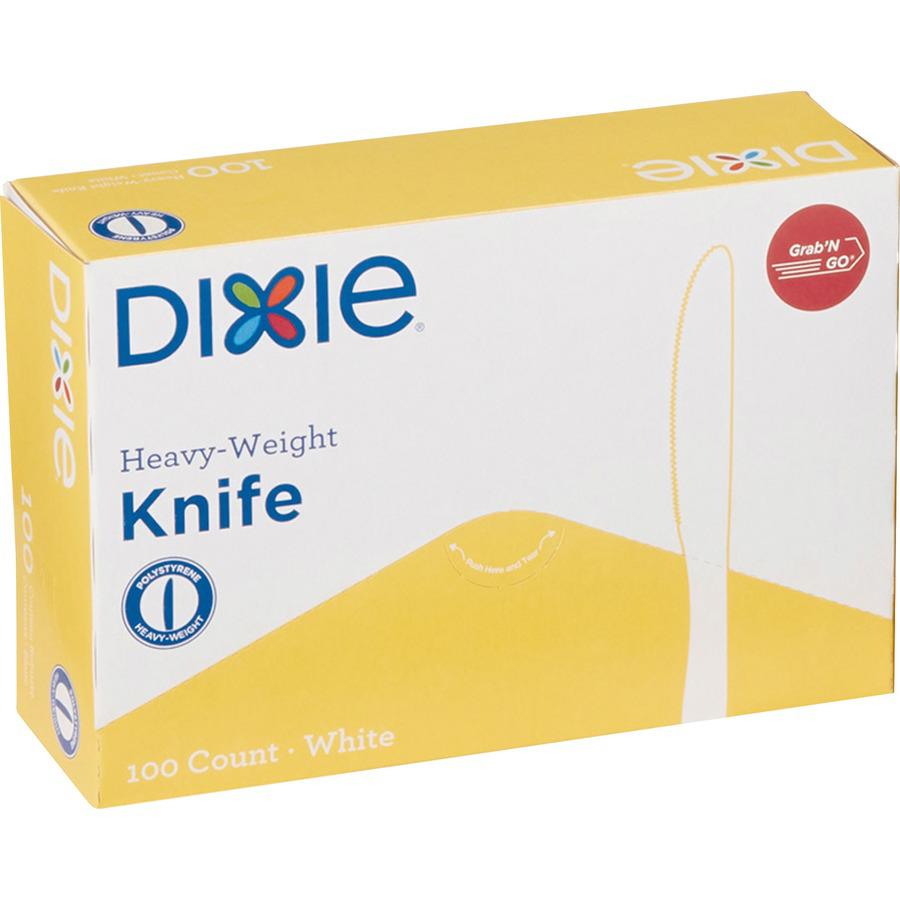 Dixie Heavyweight Disposable Knives Grab-N-Go by GP Pro - 100 / Box - 10/Carton - Knife - 1000 x Knife - White. Picture 7