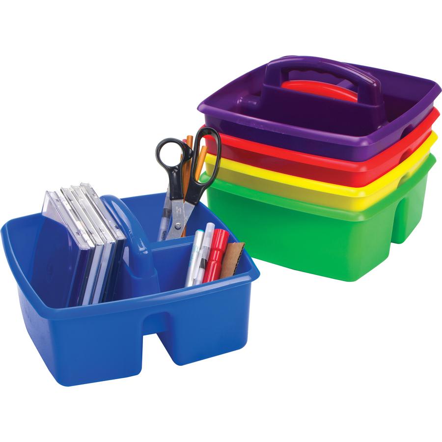 Storex Classroom Caddy - 3 Compartment(s) - 5.3" Height x 9.3" Width x 9.3" Depth - 50% Recycled - Blue - Plastic - 5 / Set. Picture 3