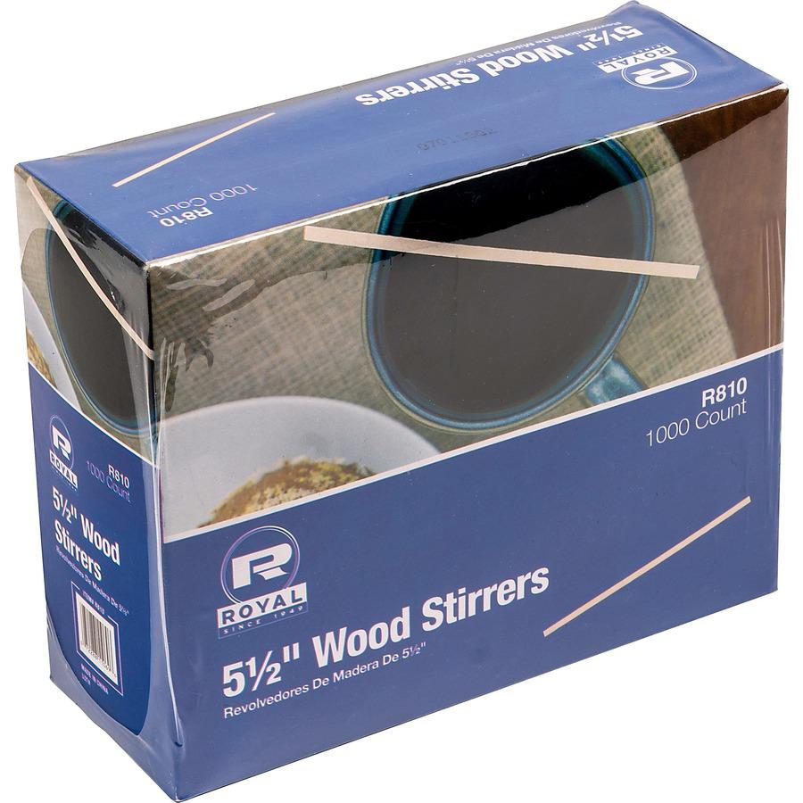 Royal Wood Coffee Stir Sticks - 5.5" Length - Birch Wood - 1000/Box - 10000 / Carton - Natural. Picture 3