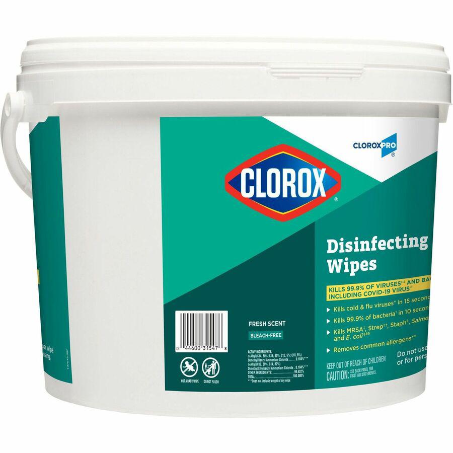 CloroxPro&trade; Disinfecting Wipes - Ready-To-Use - Fresh Scent - 700 / Bucket - 1 Each - Pre-moistened, Anti-bacterial, Textured - White. Picture 16