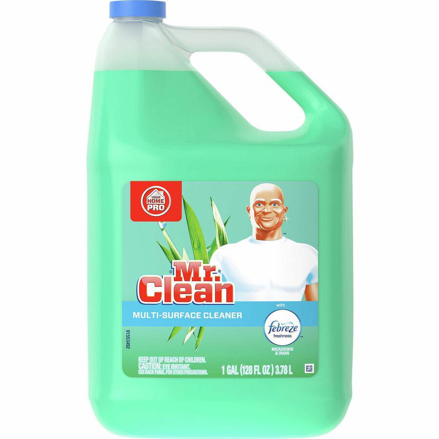 Mr. Clean Multipurpose Cleaner with febreze - For Multipurpose - 128 fl oz (4 quart) - Meadows & Rain ScentBottle - 4 / Carton - Dilutable - Green. Picture 2