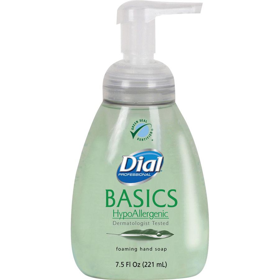 Dial Professional Basics HypoAllergenic Foaming Hand Soap - Honeysuckle ScentFor - 7.5 fl oz (221.8 mL) - Pump Bottle Dispenser - Hand, Skin - Green - 8 / Carton. Picture 2