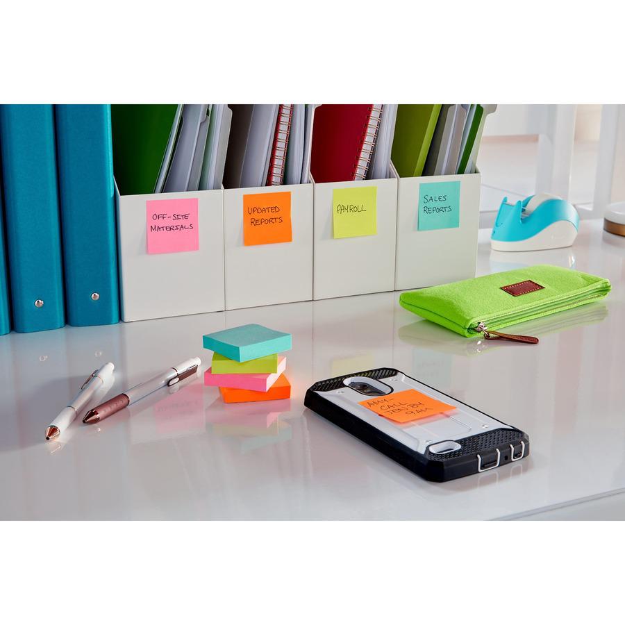 Post-it&reg; Super Sticky Notes - Supernova Neons Color Collection - 720 x Multicolor - 2" x 2" - Rectangle - 90 Sheets per Pad - Aqua Splash, Acid Lime, Tropical Pink, Iris Infusion - Paper - Self-ad. Picture 11