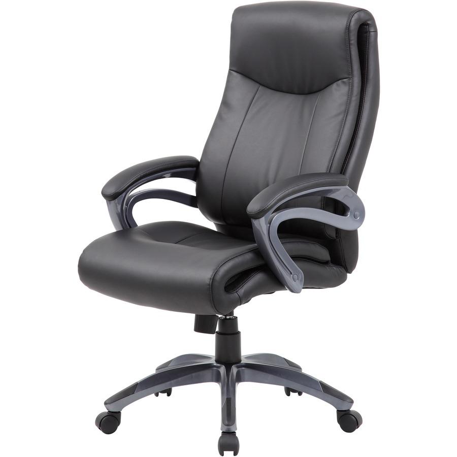 Boss B8661 Executive Chair - Black LeatherPlus Seat - Gray Leather Back - Black, Gray Nylon Frame - 5-star Base - 1 Each. Picture 10