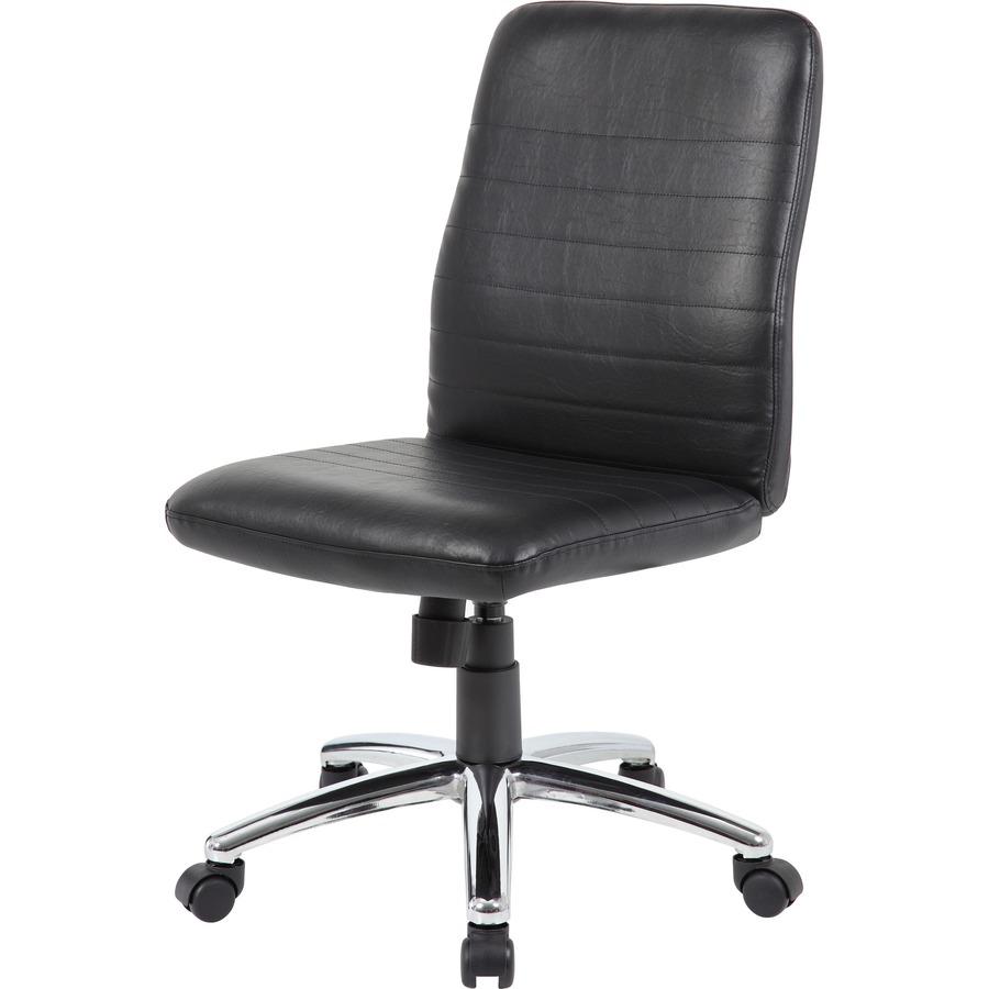Boss B430 Task Chair - Black Vinyl Seat - Black Vinyl Back - Chrome, Black Chrome Frame - 5-star Base - 1 Each. Picture 12