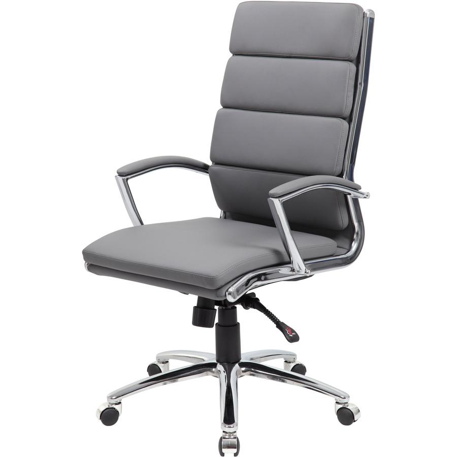Boss B9471 Executive Chair - Gray Vinyl Seat - Gray Back - Chrome, Black Chrome Frame - 5-star Base - Armrest - 1 Each. Picture 10