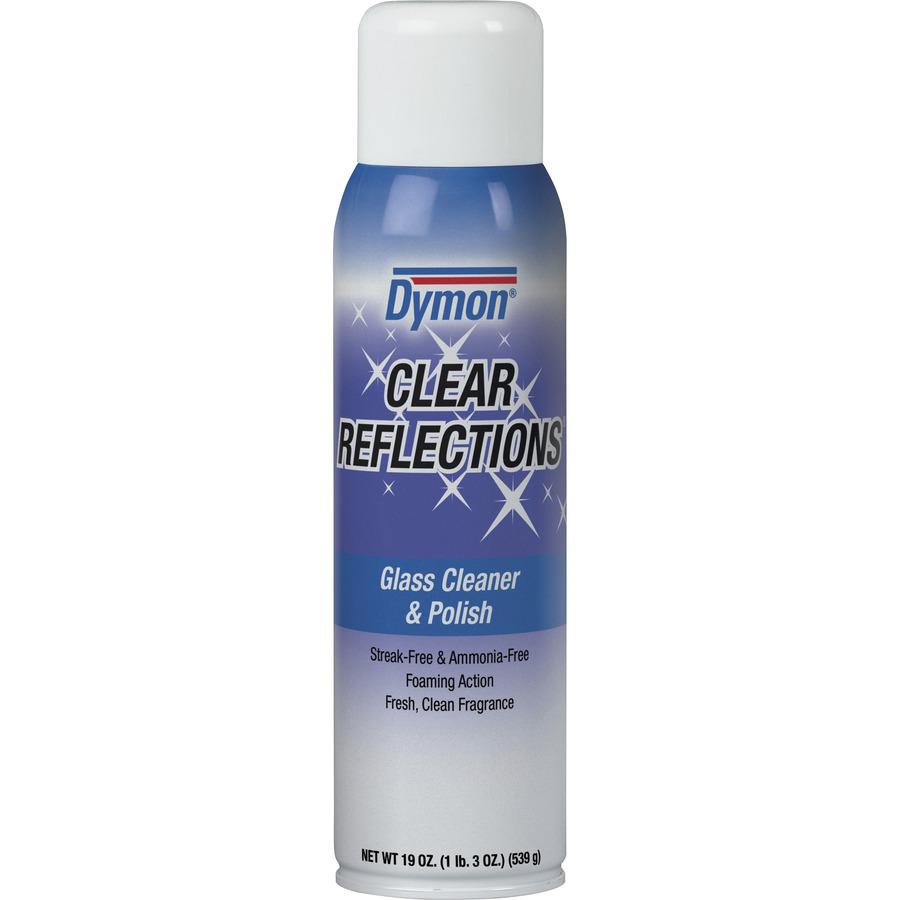 Dymon Clear Reflections Aerosol Glass Cleaner - 19 fl oz (0.6 quart) - 12 / Carton - Residue-free - Silver, Blue. Picture 2