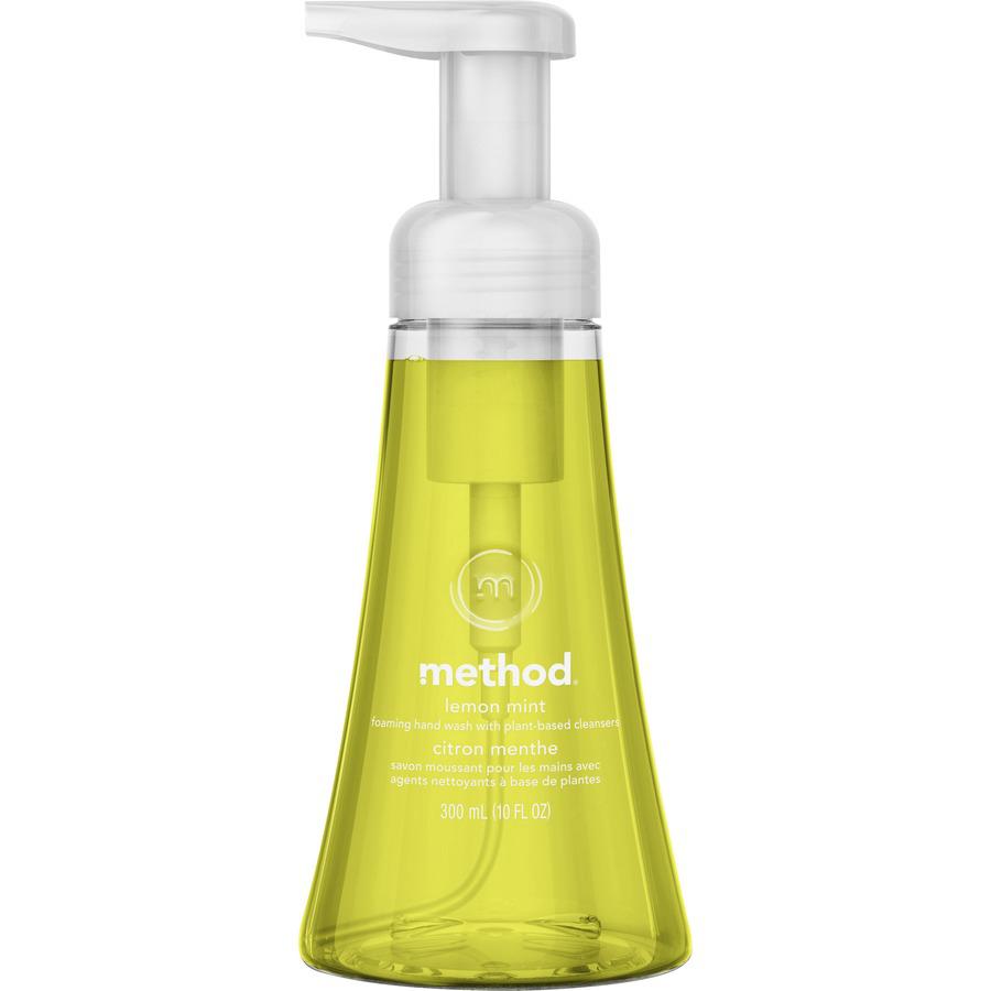 Method Foaming Hand Soap - Lemon Mint ScentFor - 10 fl oz (295.7 mL) - Pump Bottle Dispenser - Hand - Lemon Yellow - Paraben-free, Phthalate-free, Triclosan-free - 6 / Carton. Picture 3