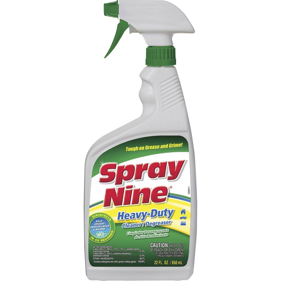 Spray Nine Heavy-Duty Cleaner/Degreaser w/Disinfectant - For Multi Surface - 22 fl oz (0.7 quart)Bottle - 12 / Carton - Disinfectant - Clear. Picture 5