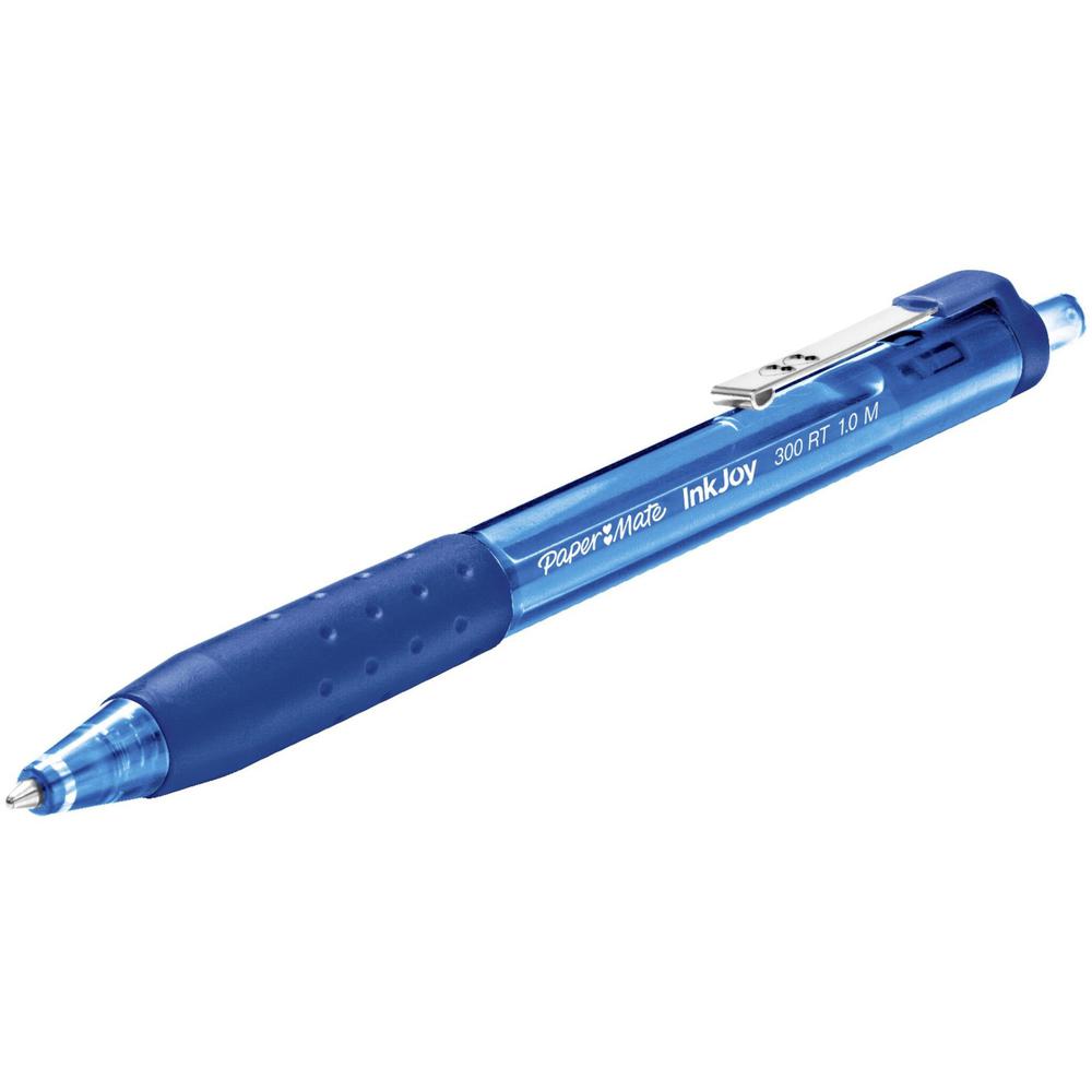 Paper Mate Inkjoy 300 RT Ballpoint Pens - 1 mm Pen Point Size - Retractable - Blue - Blue Barrel - 1 Dozen. Picture 3