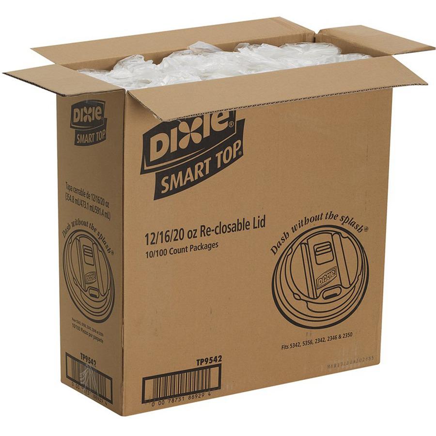 Dixie Large Reclosable Hot Cup Lids by GP Pro - 100 Lids/Pack - 1000 / Carton - White. Picture 4