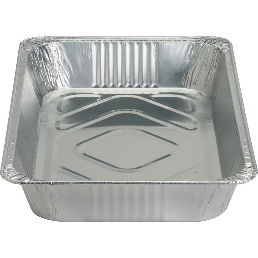 Genuine Joe Full-size Disposable Aluminum Pan - Cooking, Serving - Disposable - Silver - Aluminum Body - 50 / Carton. Picture 7