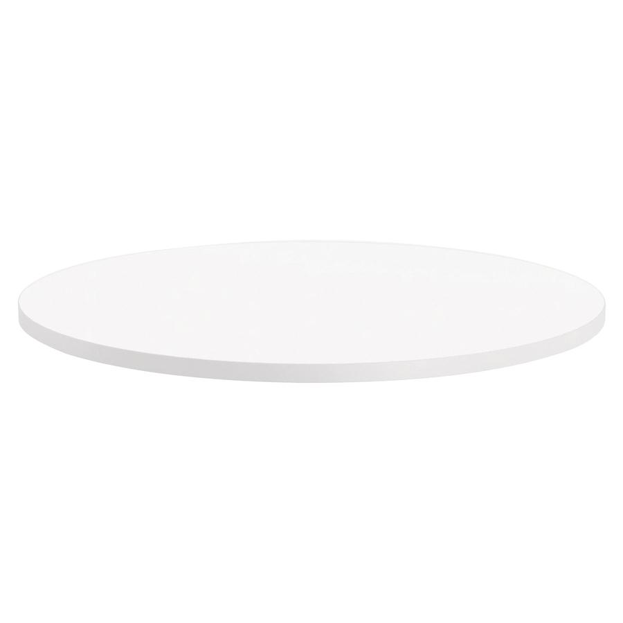 Lorell Hospitality White Laminate Round Tabletop - White Laminate Round Top x 42" Table Top Diameter - Assembly Required. Picture 3