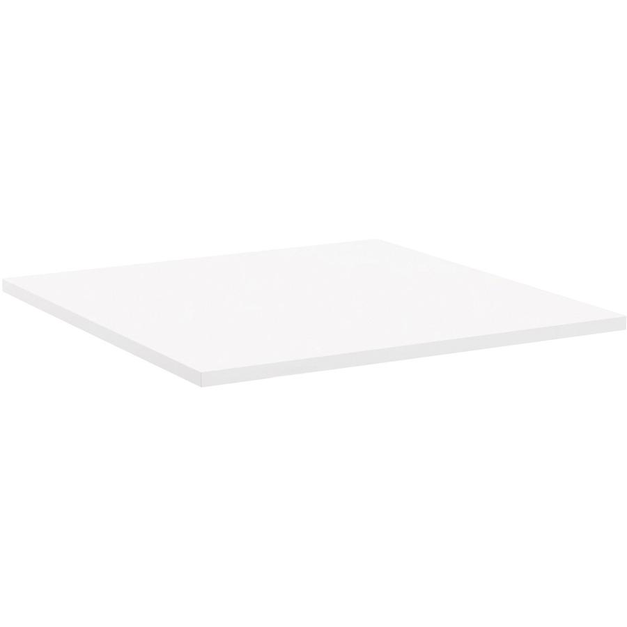 Lorell Hospitality Collection Tabletop - High Pressure Laminate (HPL) Square, White Top - 36" Table Top Width x 36" Table Top Depth x 1" Table Top Thickness - Assembly Required - Thermofused Laminate . Picture 4