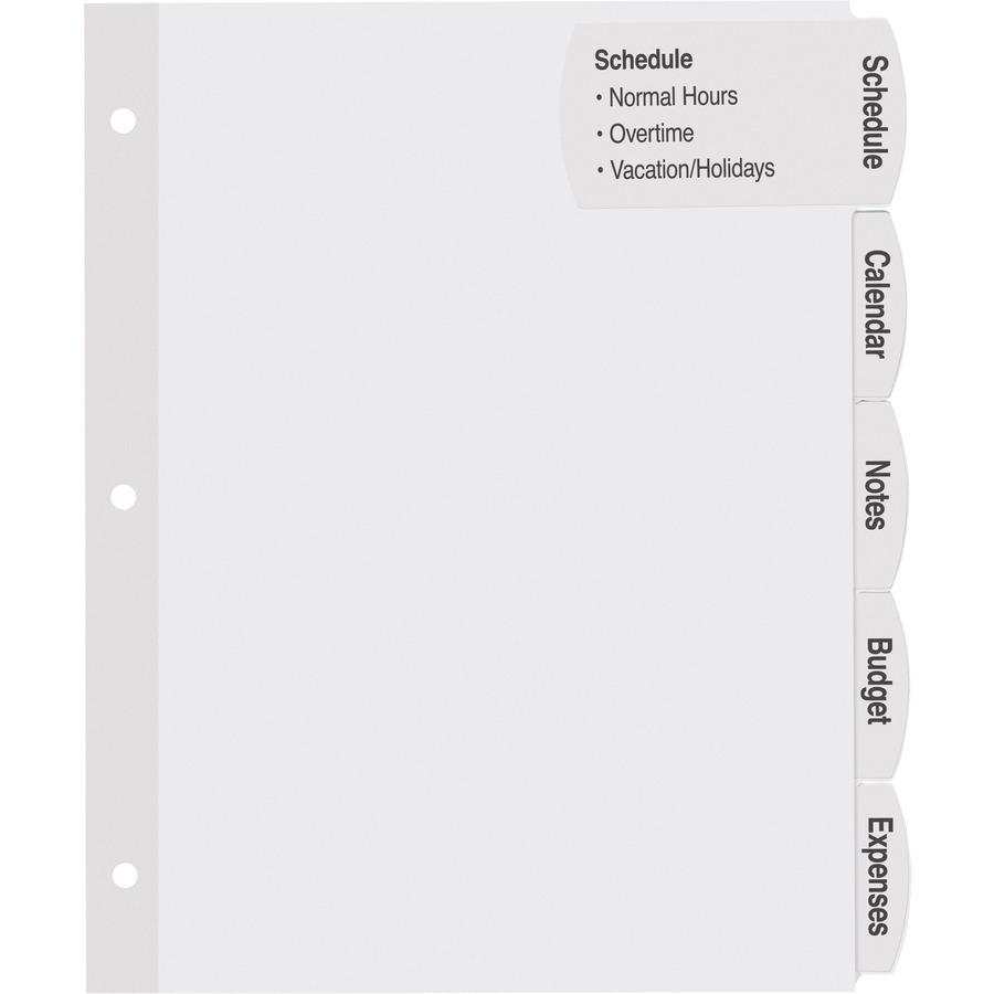 Avery&reg; Big Tab Printable Large White Label Dividers - 20 x Divider(s) - 5 - 5 Tab(s)/Set - 8.5" Divider Width x 11" Divider Length - 3 Hole Punched - White Paper Divider - White Paper Tab(s) - Rec. Picture 6
