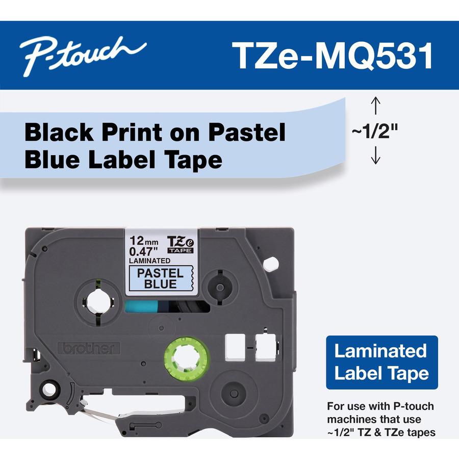 Brother P-Touch TZe Laminated Tape - 15/32" Width - Pastel Blue, Clear - 1 Each. Picture 2
