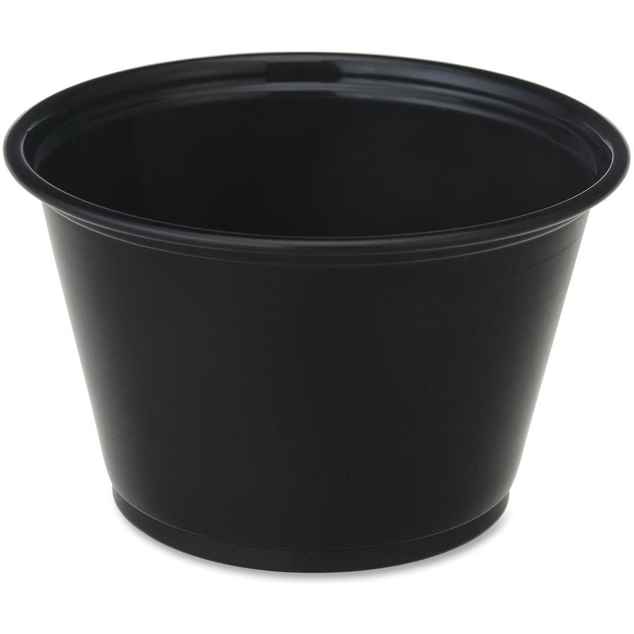 Genuine Joe 4 oz Portion Cups - 50.0 / Bag - 50 / Carton - Black - Polystyrene - Beverage, Sauce. Picture 5