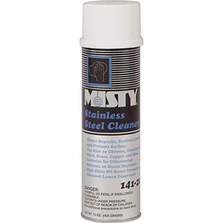 MISTY Stainless Steel Cleaner - Lemon Scent - 12 / Carton - Oil Based - Silver, Black. Picture 2