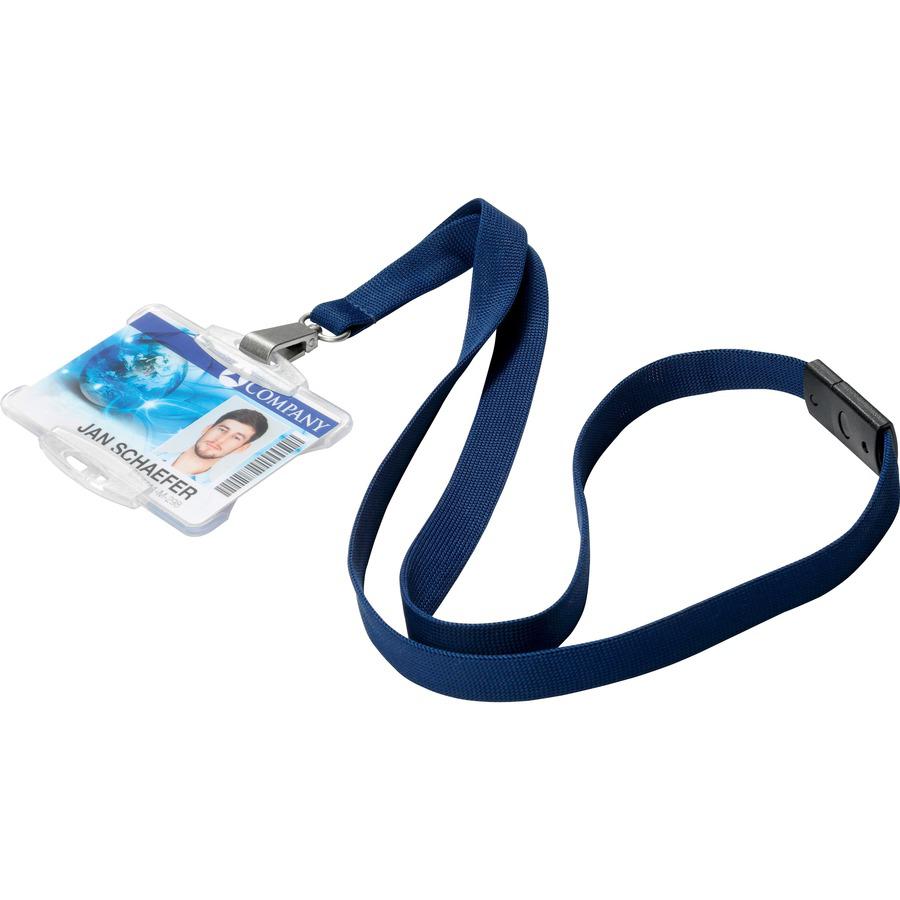 DURABLE&reg; Premium Textile Lanyard with Safety Release - 3/4" x 17" Lanyard - Blue - 10 / Box. Picture 5