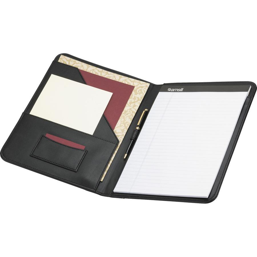 Samsill Letter Pad Folio - 8 1/2" x 11" - Leather - Black - 1 Each. Picture 2