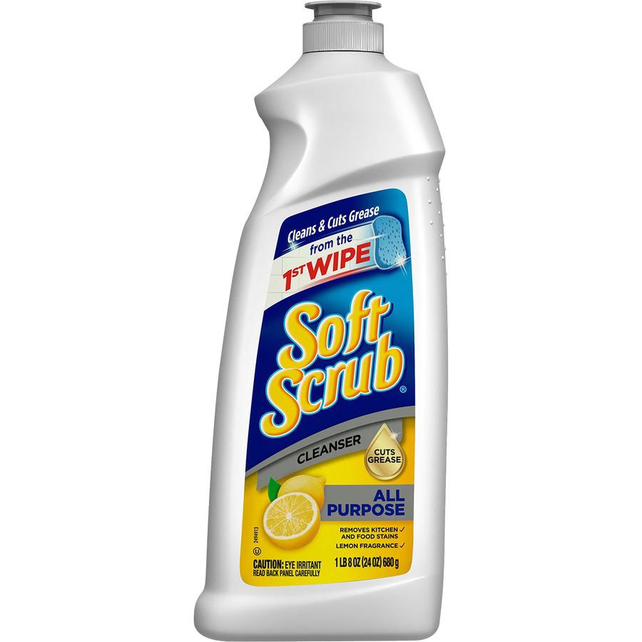 Soft Scrub Total All-purpose Bath/Kitchen Cleanser - For Sink, Shower, Bathroom, Kitchen - 24 fl oz (0.8 quart) - Lemon, Fresh Scent - 9 / Carton - Phosphate-free, Cleanse - White. Picture 2