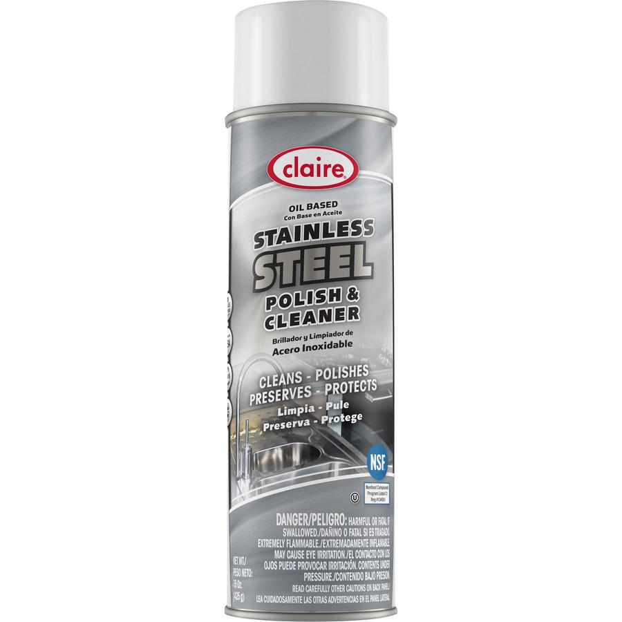 Claire Stainless Steel Polish and Cleaner - 15 fl oz (0.5 quart) - Lemon ScentCan - 12 / Pack - Non-abrasive, CFC-free - Clear. Picture 2
