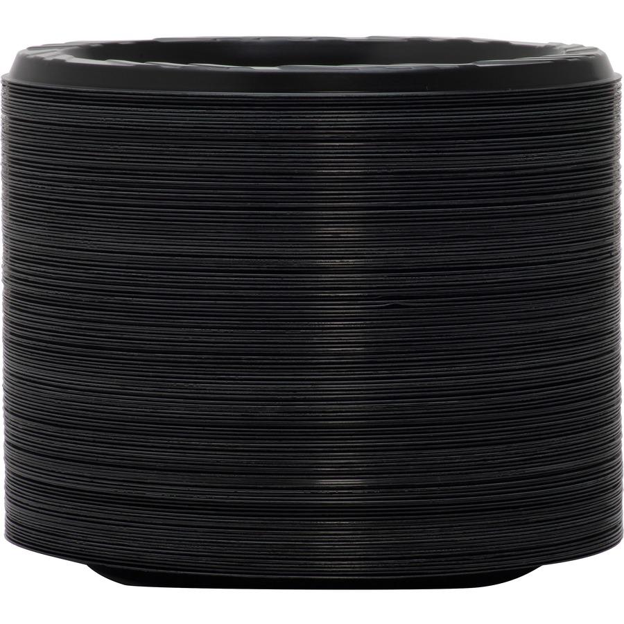 Genuine Joe Round Plastic Black Plates - Black - Plastic Body - 500 / Bundle. Picture 6